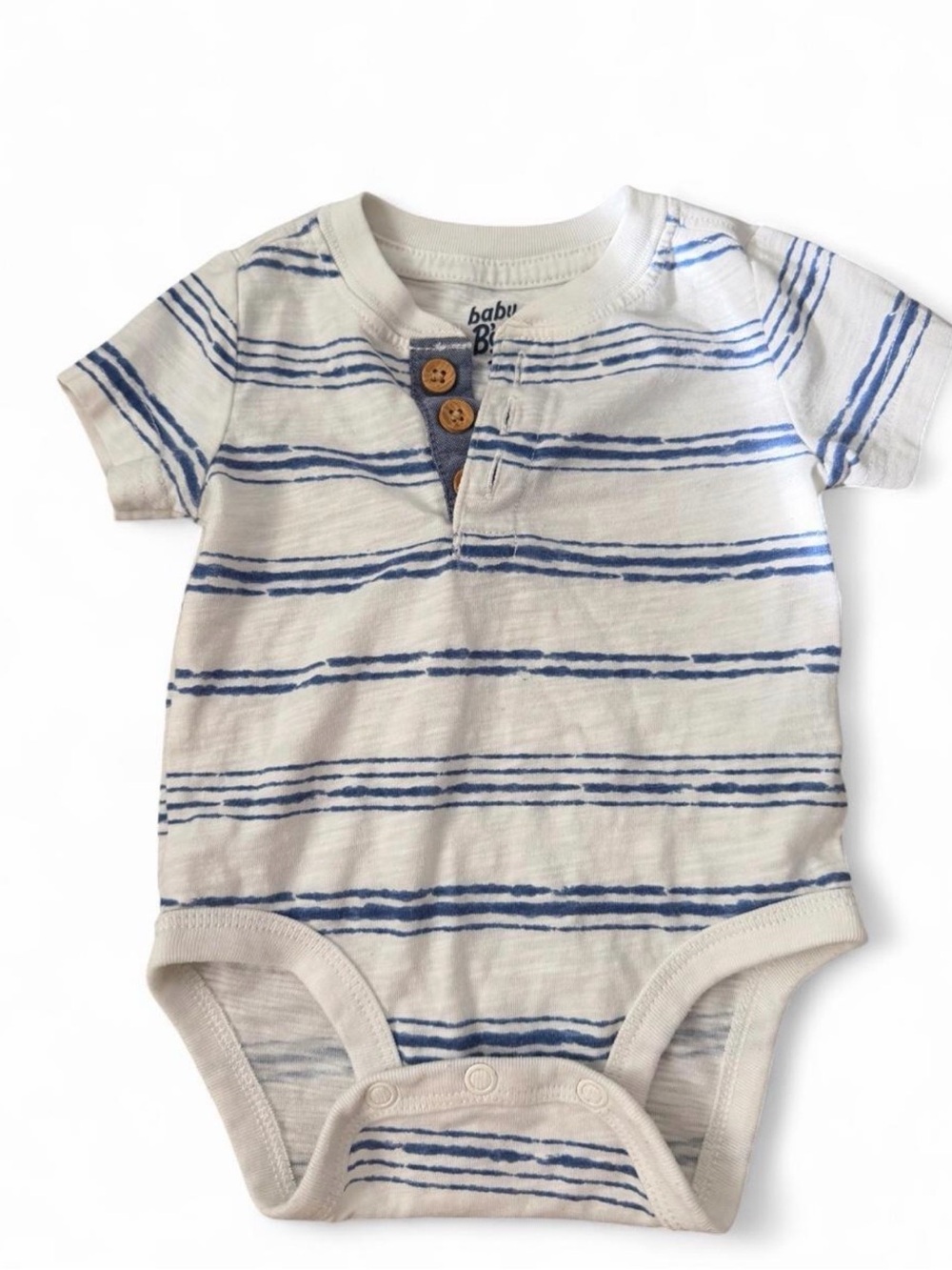 Baby B. Navy Stripe Short-Sleeve One-Piece Bodysuit